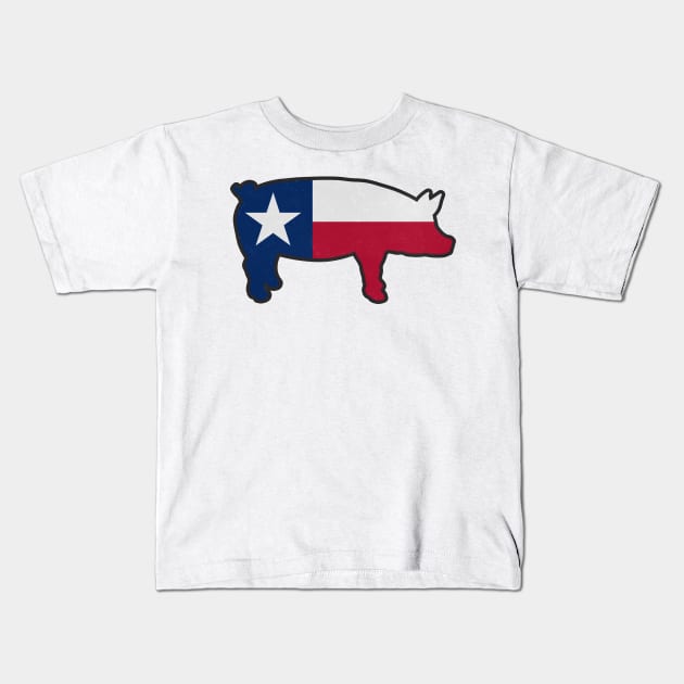 Texas BBQ Pig TX Pride Kids T-Shirt by charlescheshire